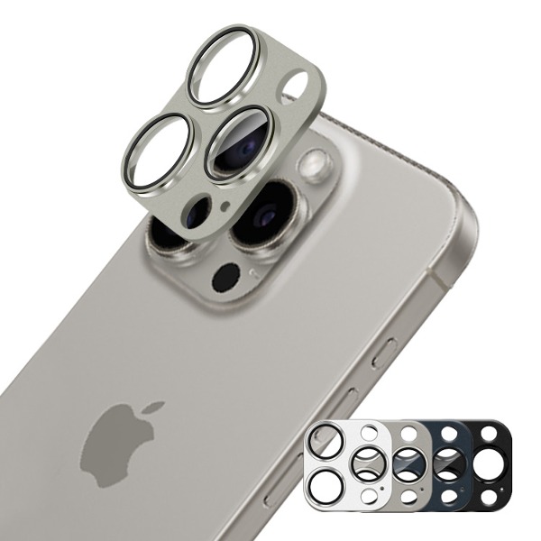 아이폰 15프로 / 아이폰15프로맥스 카메라 보호 메탈 강화유리 필름 - 블랙 티타늄	P0000HWK